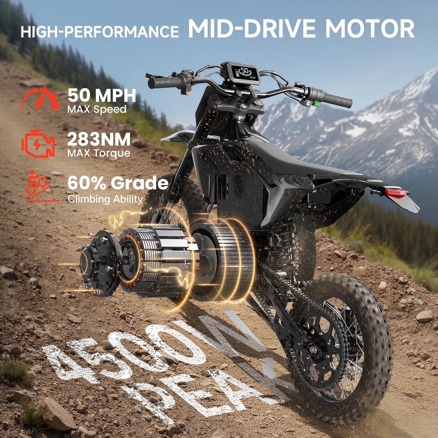 Qronge X1 Spark 4500W Peak Electric Dirt Bike 60V Long Range