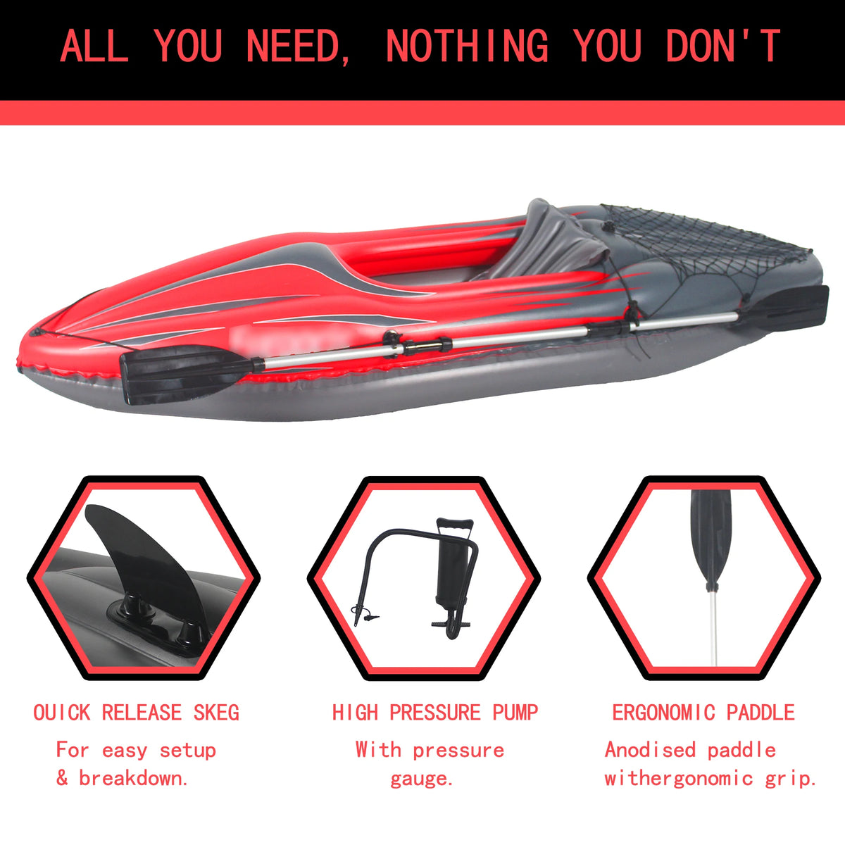 HHSJZWCY One Person Inflatable Kayak Fishing Boat With Paddles