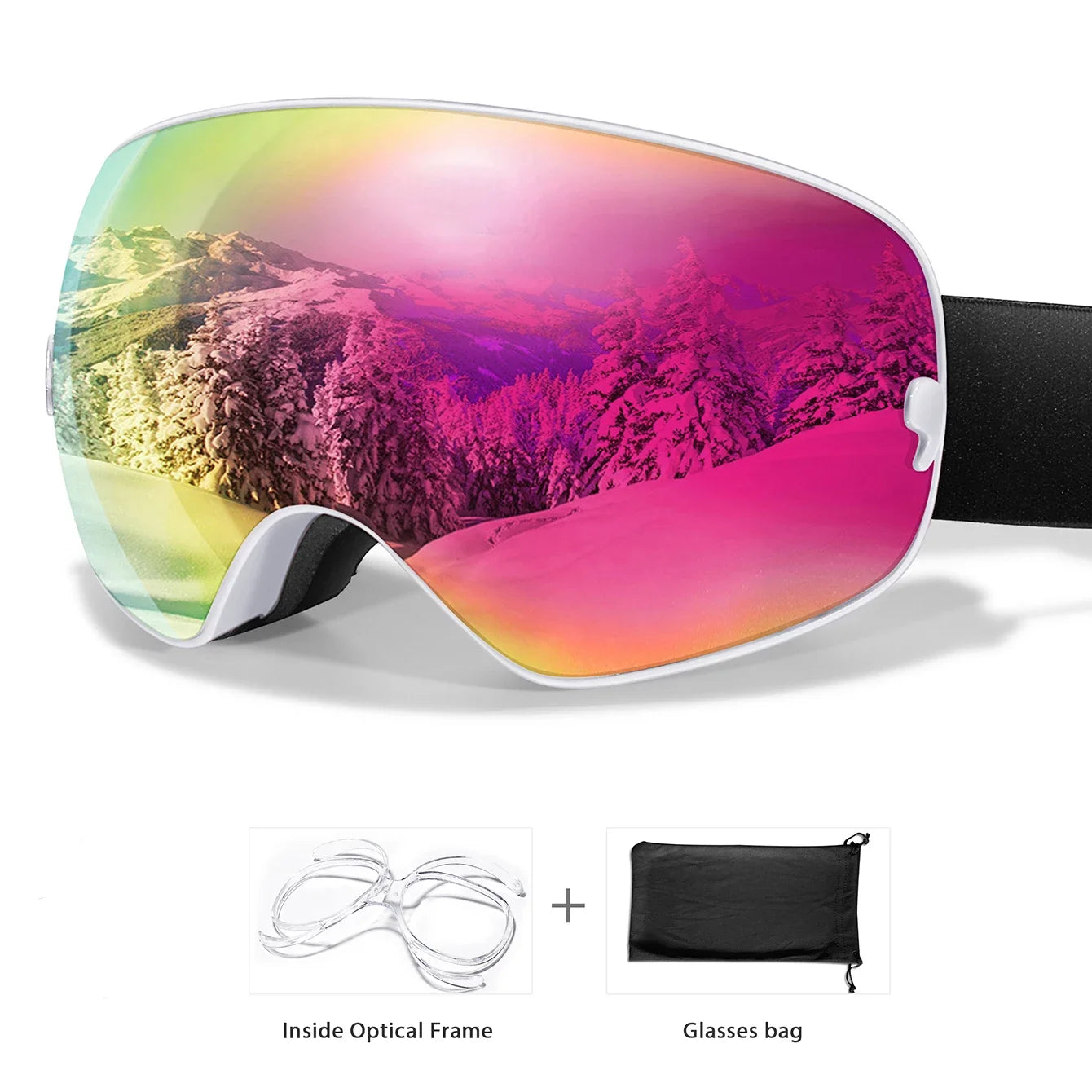 Unisex UV400 Anti Fog Ski Goggles With Polycarbonate Tpu Frame
