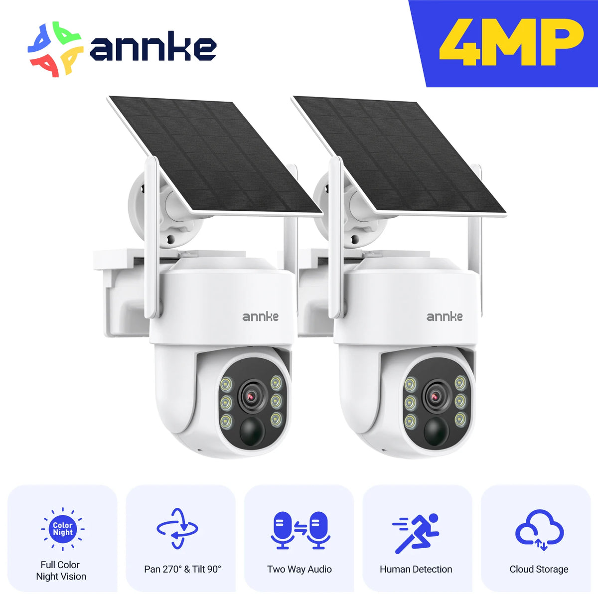Annke 4MP Solar Wireless Camera Motion Night Vision Waterproof Outdoor