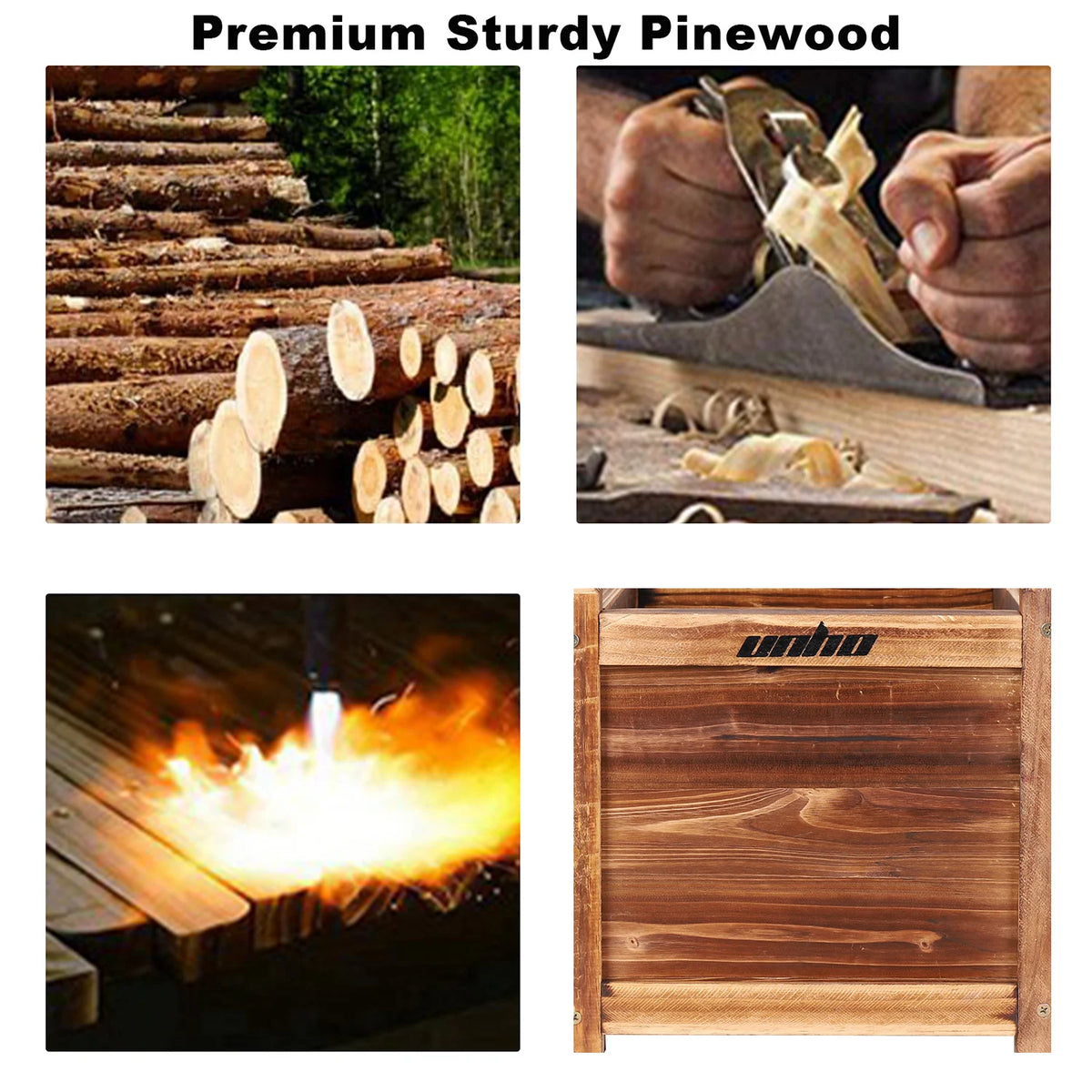 Pine Wood Raised Planter Box For Indoor Outdoor Gardening