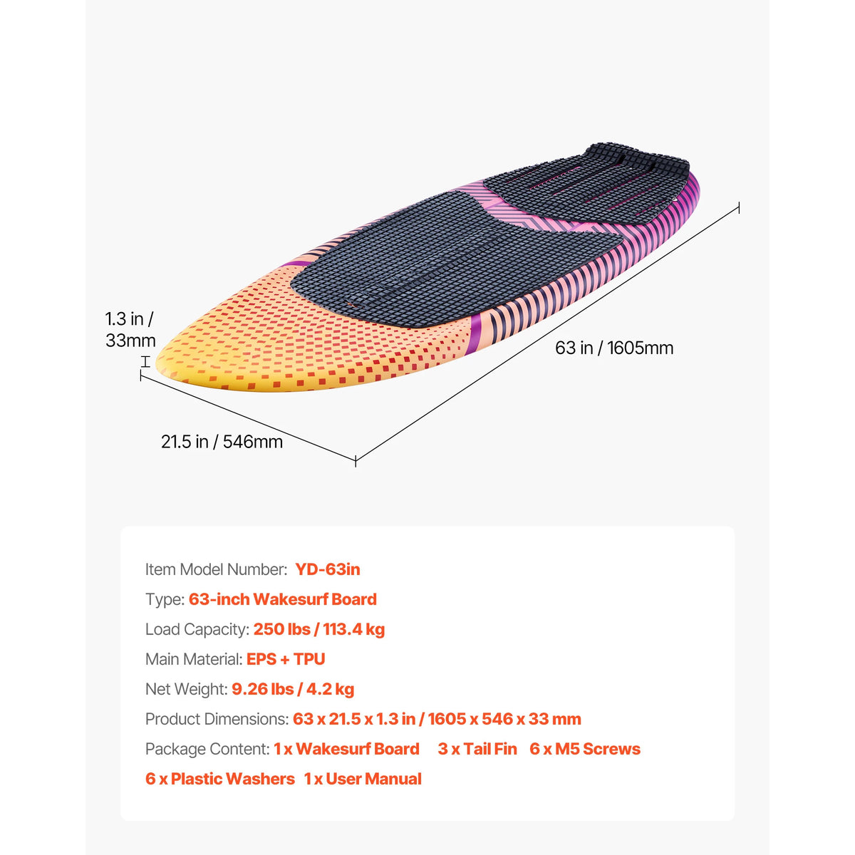 SucceBuy Wakesurf Board For Youth EPS Core 250 Lbs