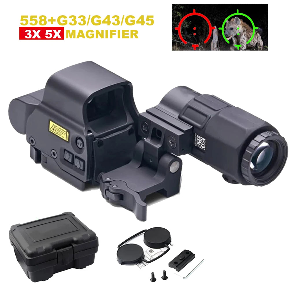 Bestsight 558+ G43 Holographic Collimator Sight Red Dot Optic Tactical Hunting Gear With Quick Detach Lever
