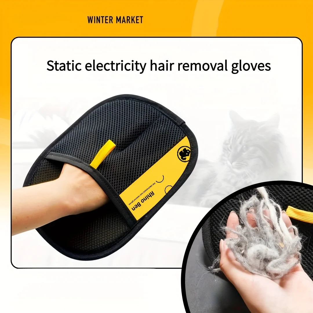 Pet Hair Removal Gloves Duo, Double-Sided Grooming for Cats