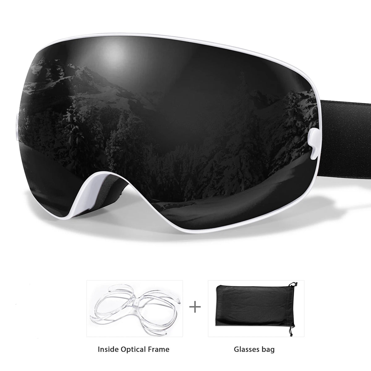 Unisex UV400 Anti Fog Ski Goggles With Polycarbonate Tpu Frame