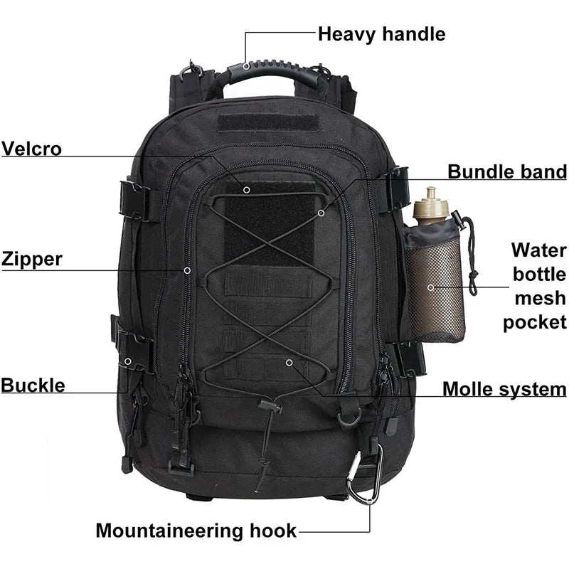 LQARMY Military Tactical Backpack Molle Assault Rucksack Hiking Camping Gear
