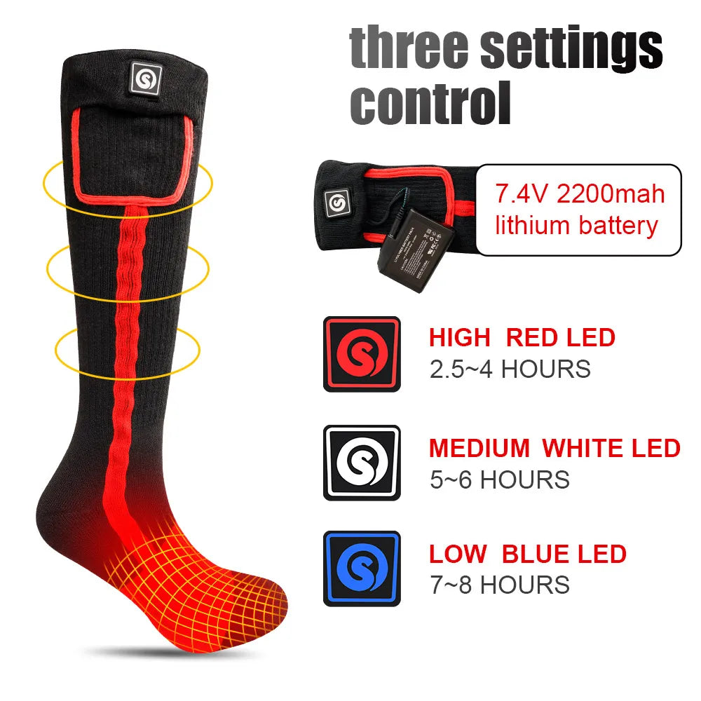 Snow Deer Winter Heated Socks With 2200mAh Rechargeable Battery