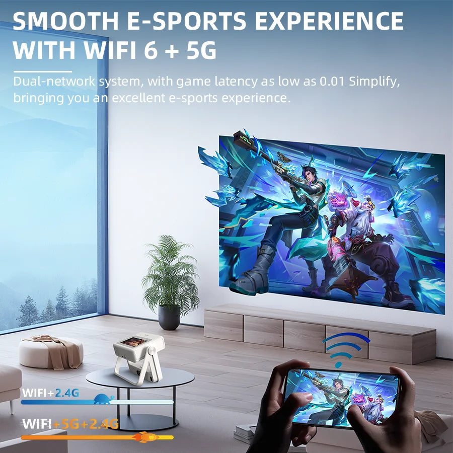 4K Touch Screen Portable Projector With WiFi Bluetooth Auto Focus