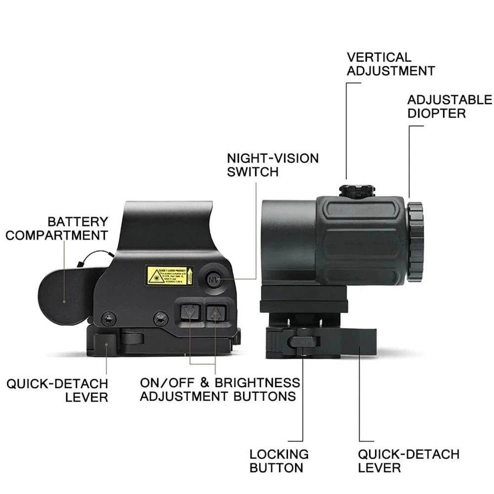 Bestsight 558+ G43 Holographic Collimator Sight Red Dot Optic Tactical Hunting Gear With Quick Detach Lever