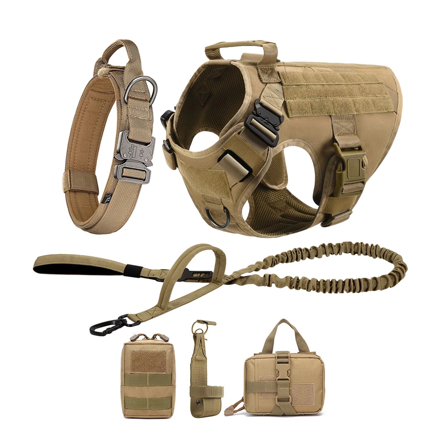 Tactical Dog Harness With Molle Pouches For Medium Dogs