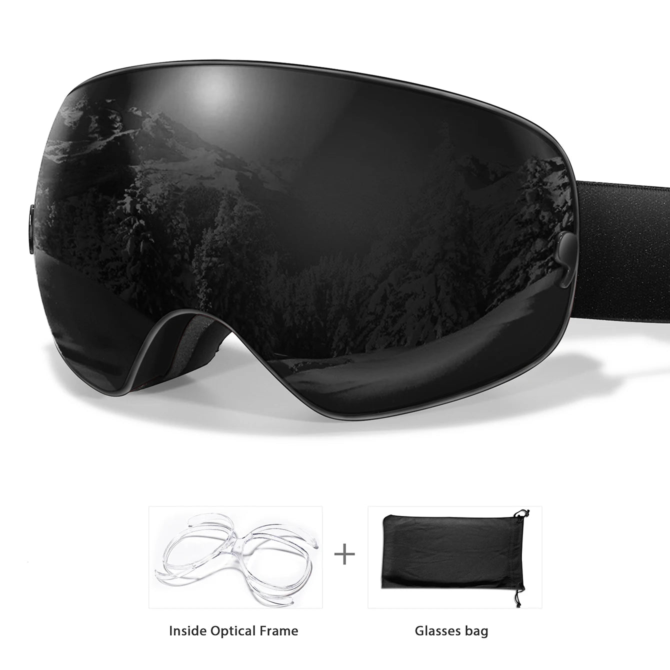 Unisex UV400 Anti Fog Ski Goggles With Polycarbonate Tpu Frame