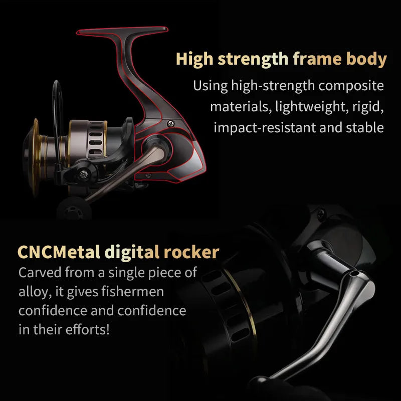 Two-Hand Rotating Fishing Reel He1000-7000 Series Aluminum Alloy