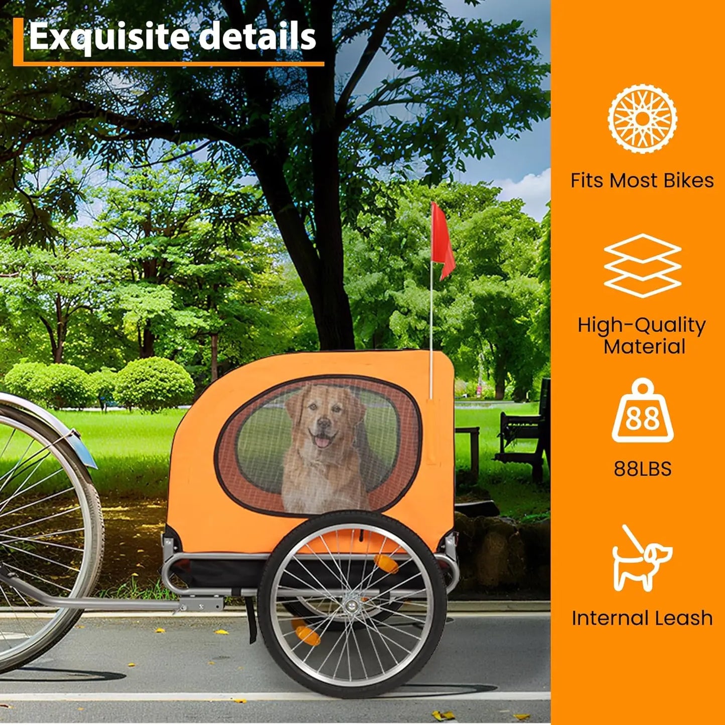 TWISTER.CK Large Dog Bike Trailer 88Lbs Capacity Carrier