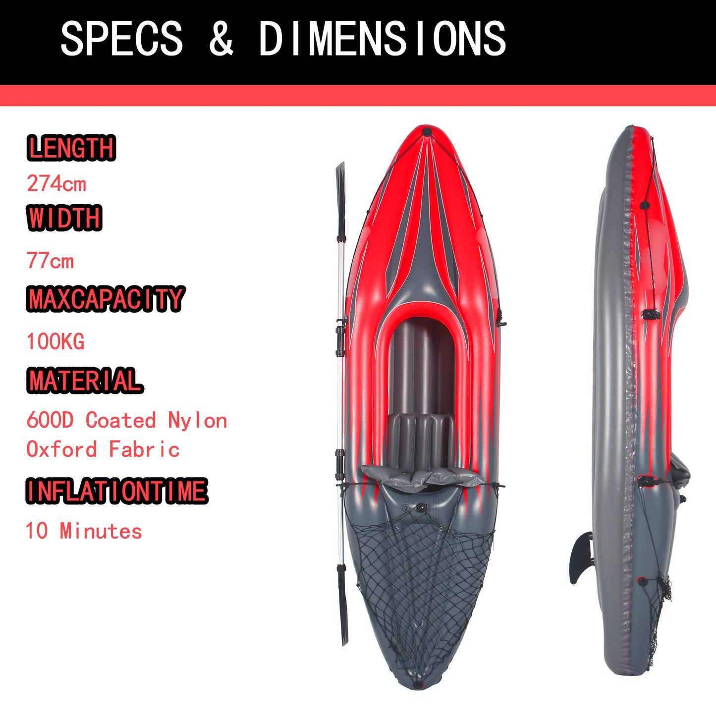 HHSJZWCY One Person Inflatable Kayak Fishing Boat With Paddles