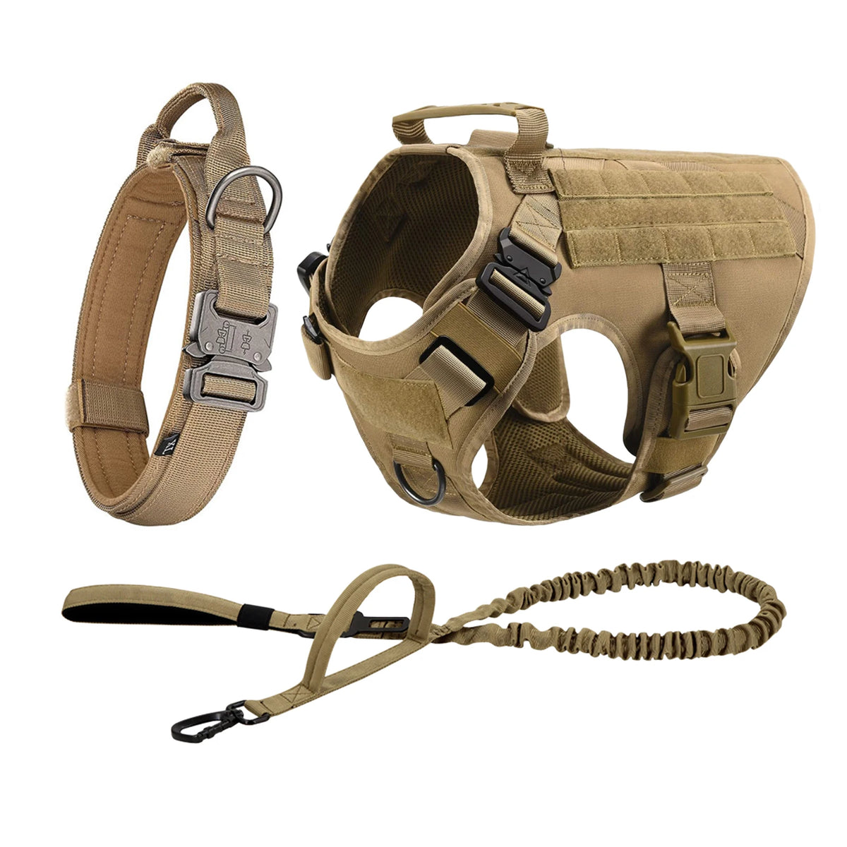 Tactical Dog Harness With Molle Pouches For Medium Dogs