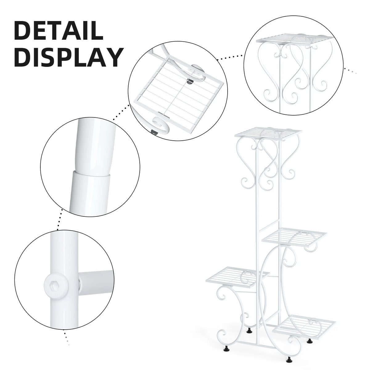 4 Tier Metal Plant Stand for Indoor Outdoor Garden Display