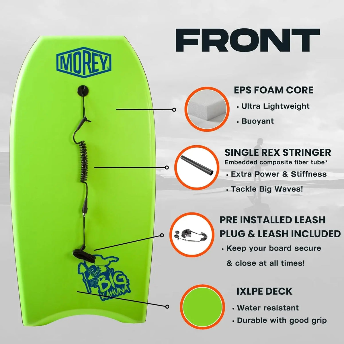 YTYIN Big Kahuna Original Bodyboard For Beach Enthusiasts
