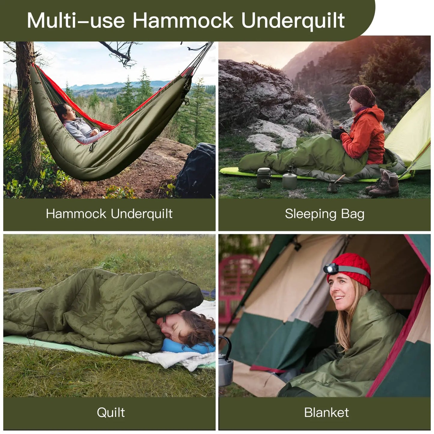 Lightweight Hammock Underquilt Sleeping Bag Insulated Outdoor Camping Blanket
