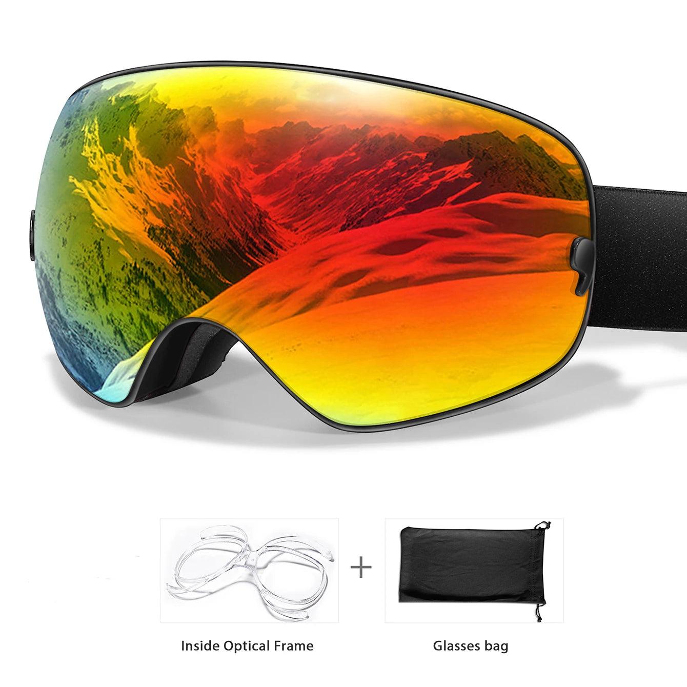 Unisex UV400 Anti Fog Ski Goggles With Polycarbonate Tpu Frame
