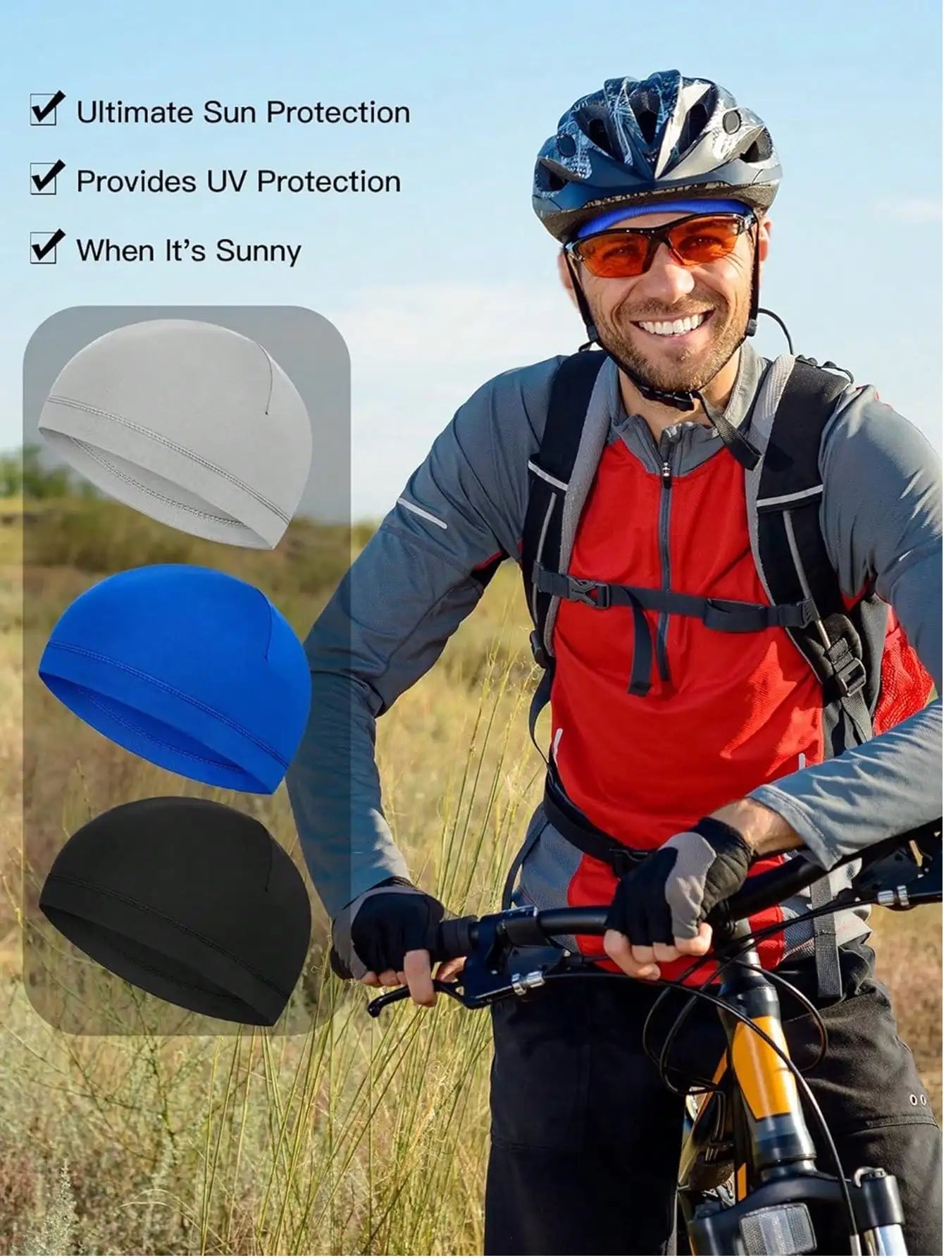 Moisture Wicking Helmet Liner Skull Cap For Cycling And Running