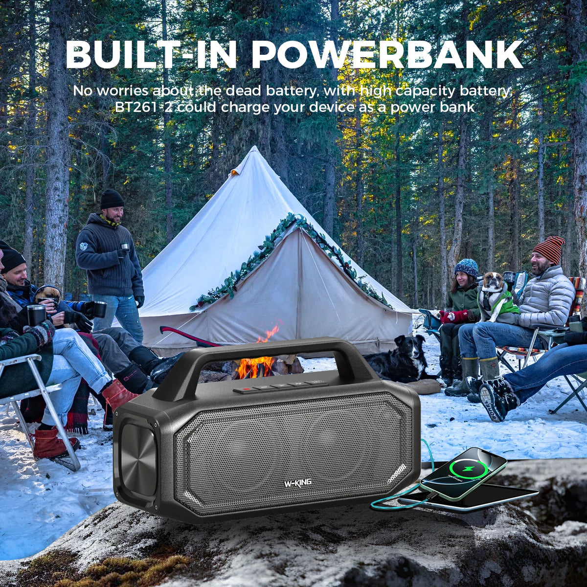 W King BT261 80W Portable Outdoor Speaker With Strong Bass