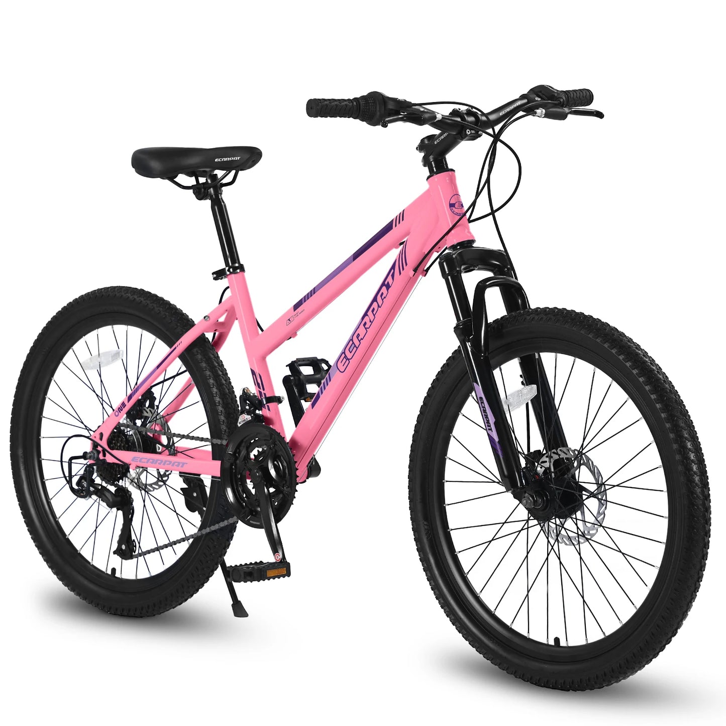 Ecarpat Carbon Steel Mountain Bike With Front Suspension And Disc Brakes