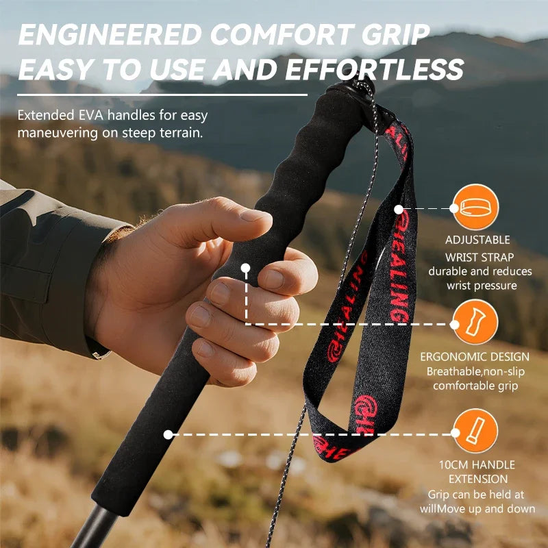 OKHEALING Ultralight Foldable Carbon Fiber Trekking Poles 2 Pack