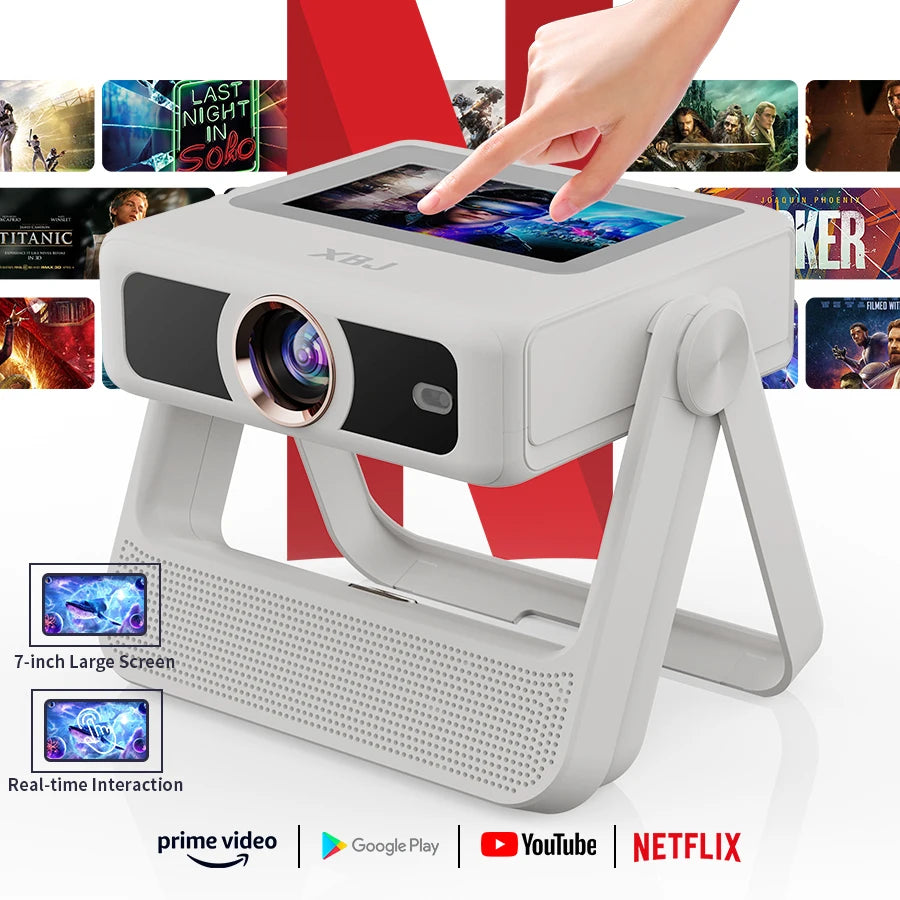 4K Touch Screen Portable Projector With WiFi Bluetooth Auto Focus
