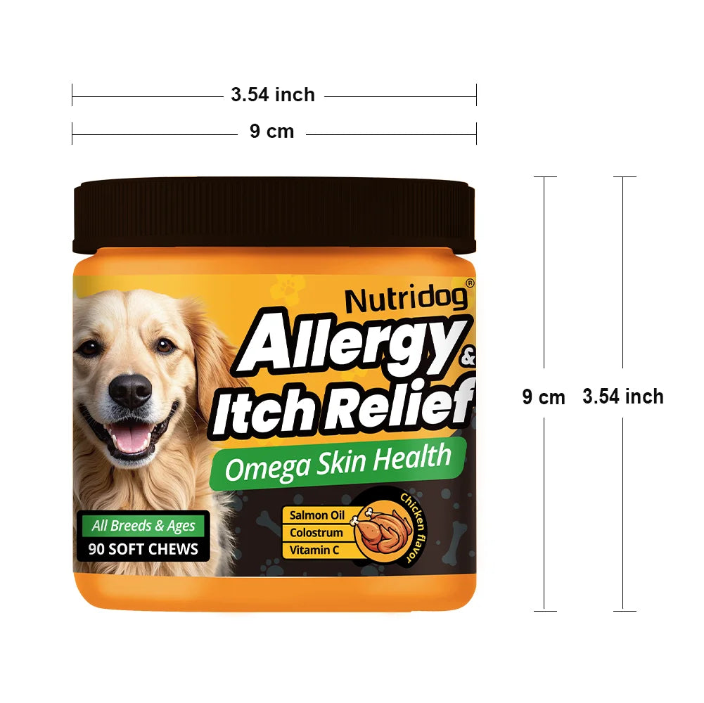 Nutridog Dog Allergy Relief Chews Omega Vitamin C Supplement