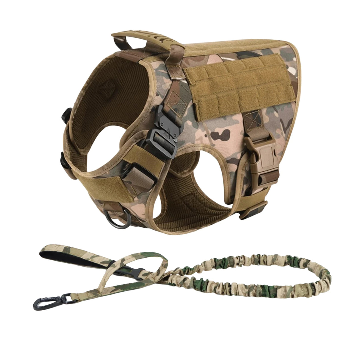 Tactical Dog Harness With Molle Pouches For Medium Dogs