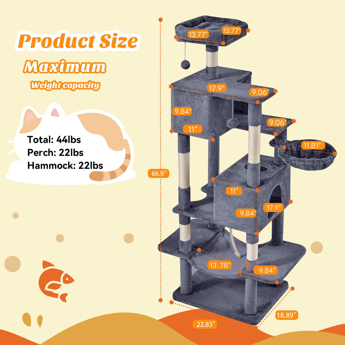 MCQ Cat Tree Tower With Multi Level Climbing Scratching Posts