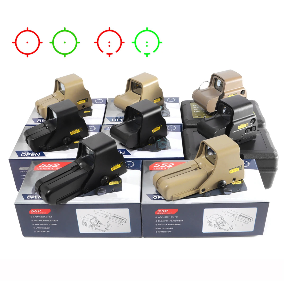 Bestsight 551 Holographic Red Green Dot Reflex Sight Scope For Hunting