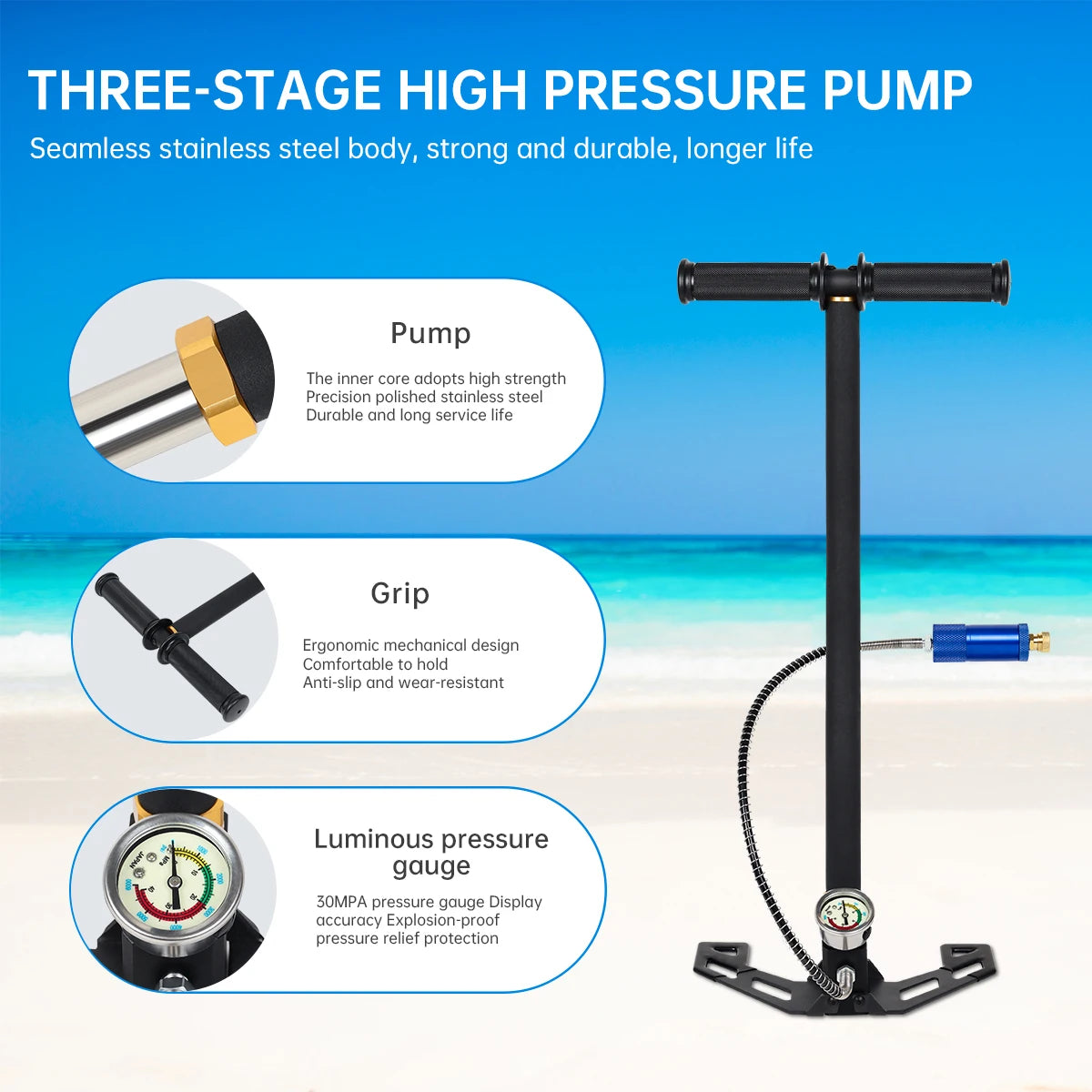 DIDEEP 1L Mini Scuba Tank Set With Portable Hand Pump
