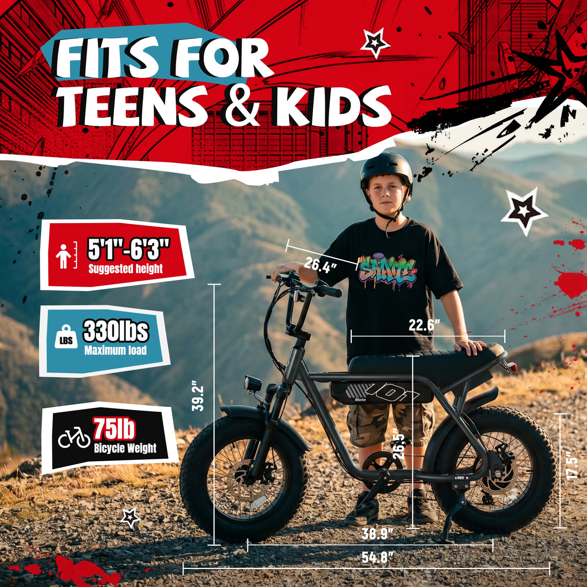 ESKUTE V101 750W Electric Fat Tire Dirt Bike 28 MPH