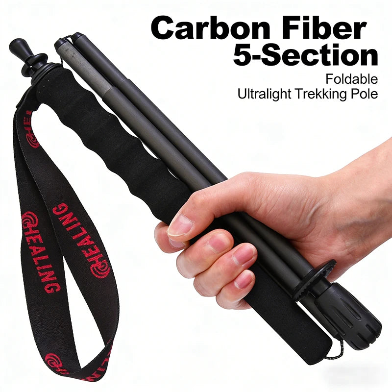 OKHEALING Ultralight Foldable Carbon Fiber Trekking Poles 2 Pack
