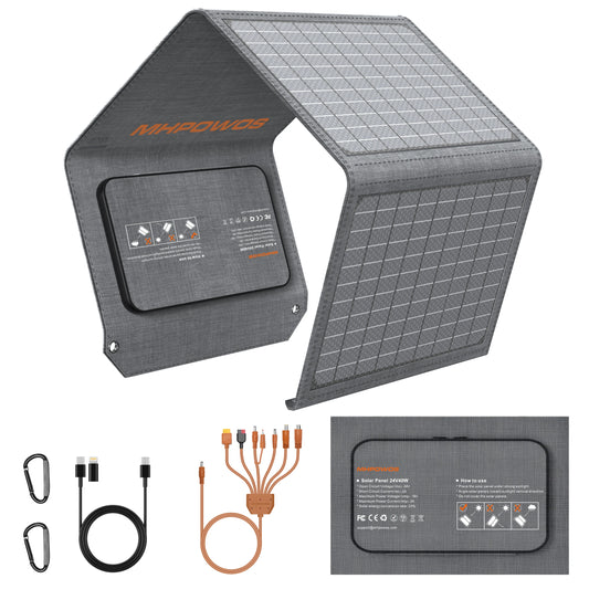 MHPOWOS 40W Foldable Solar Panel 5V USB Battery Charger