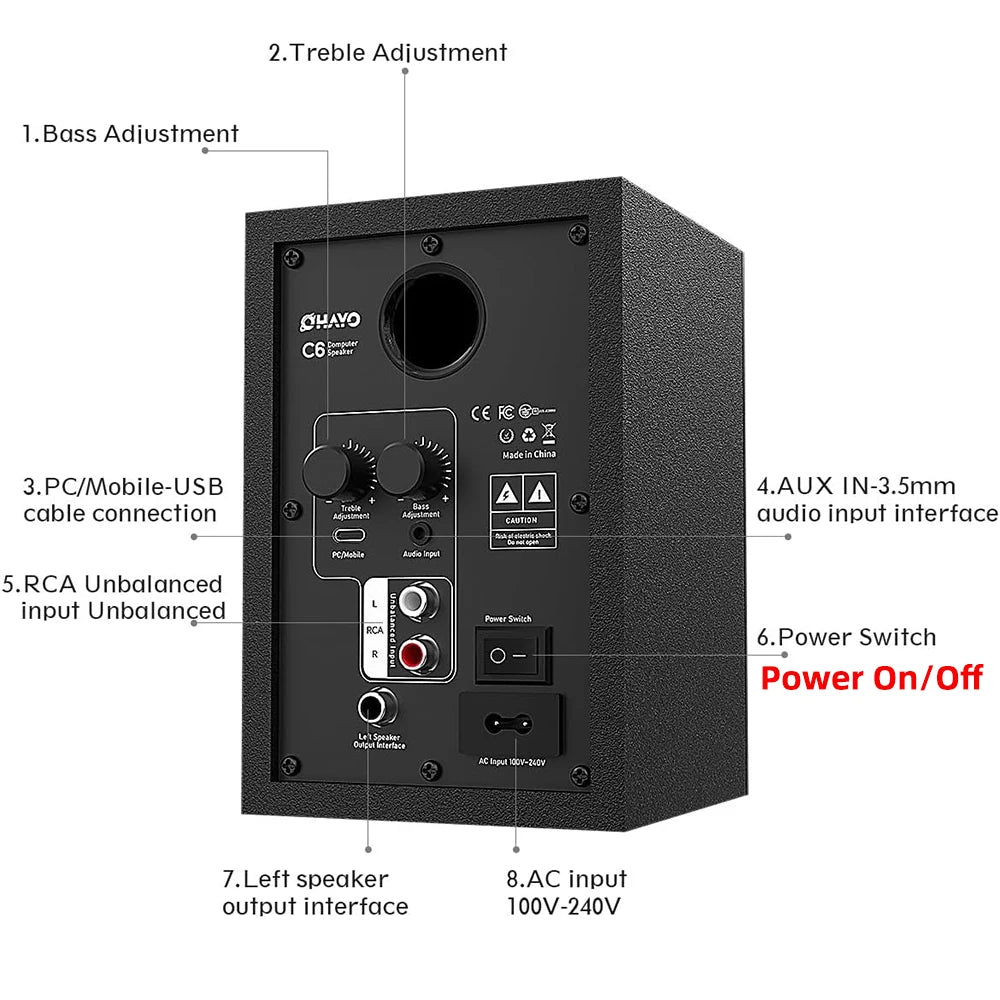 OHAYO Active Bluetooth 5.3 Bookshelf Speakers 60W Audio
