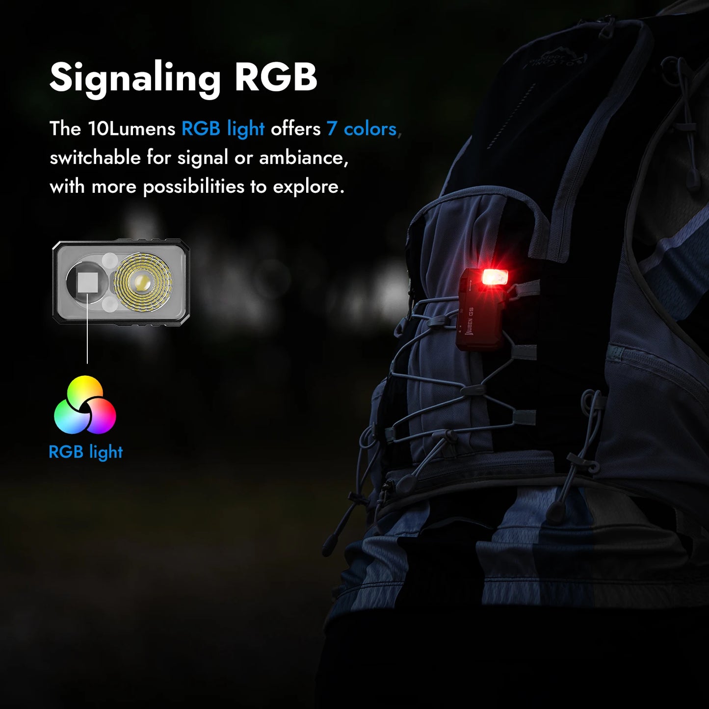 WUBEN G5 400 Lumens Rechargeable EDC Flashlight Dual Light RGB