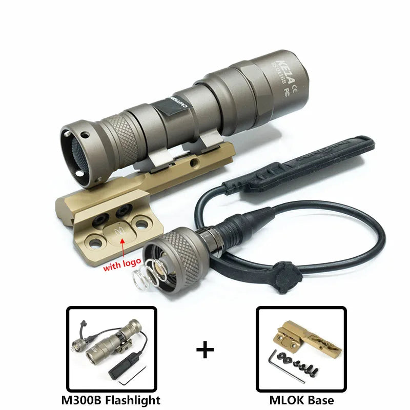 Tactical LED Rifle Flashlight With Picatinny Rail Mount