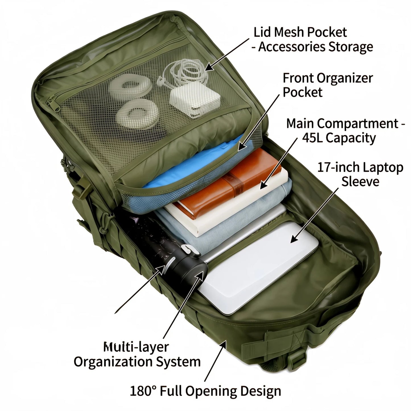 ReFire Gear 45L Tactical Hunting Backpack Molle Large Capacity