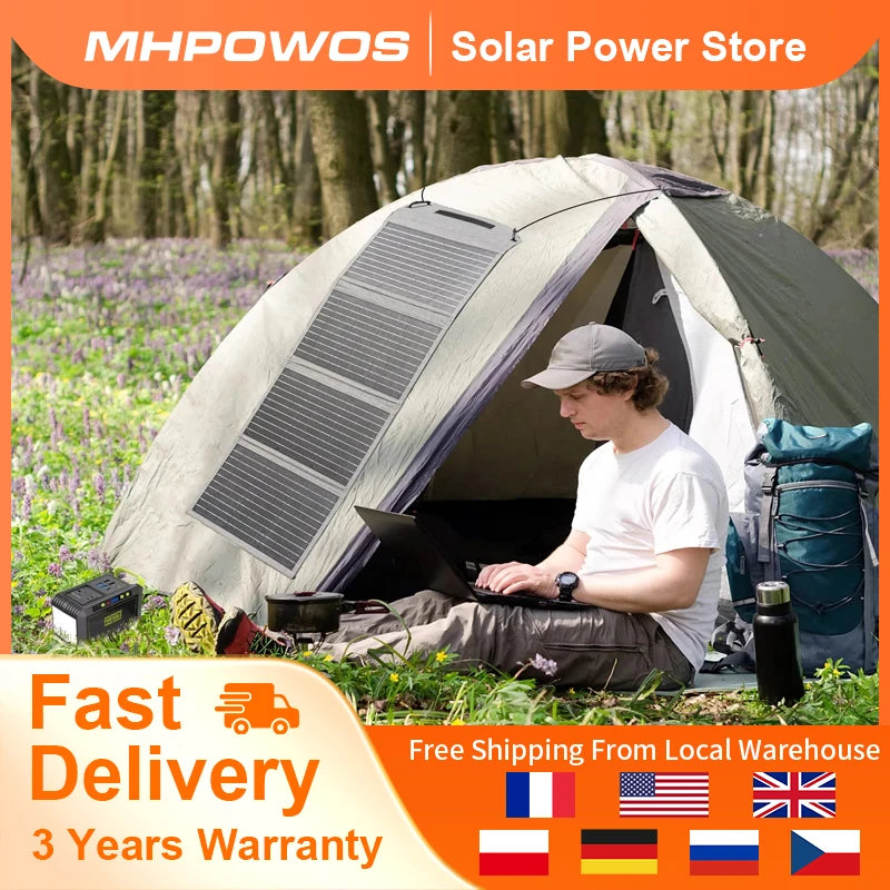 MHPOWOS 40W Foldable Solar Panel USB Charger For Outdoors