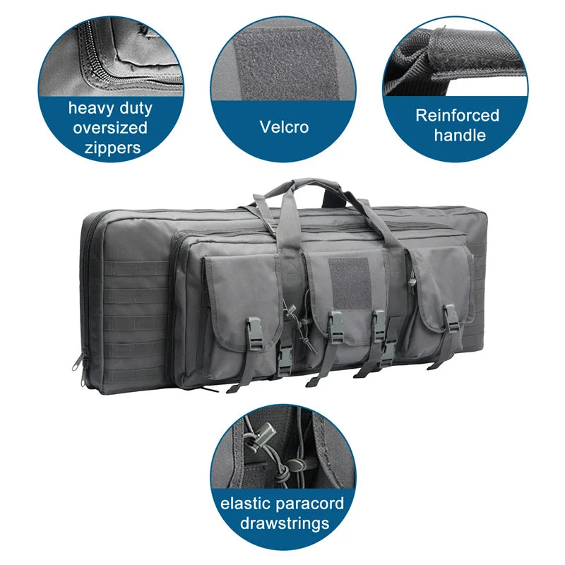 LQARMY Tactical Double Rifle Case Molle Sniper Airsoft Gun Bag