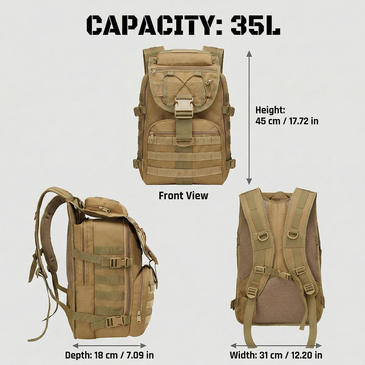 ReFire Gear Water Resistant Fishing Backpack With Molle Pockets