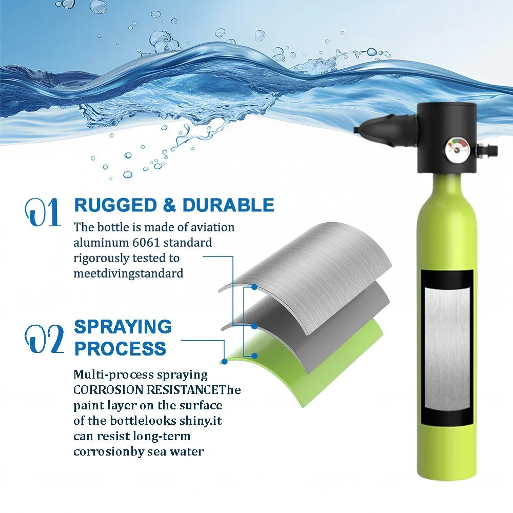 Scorkler 0.5L Mini Diving Tank With Full Face Mask And Pump