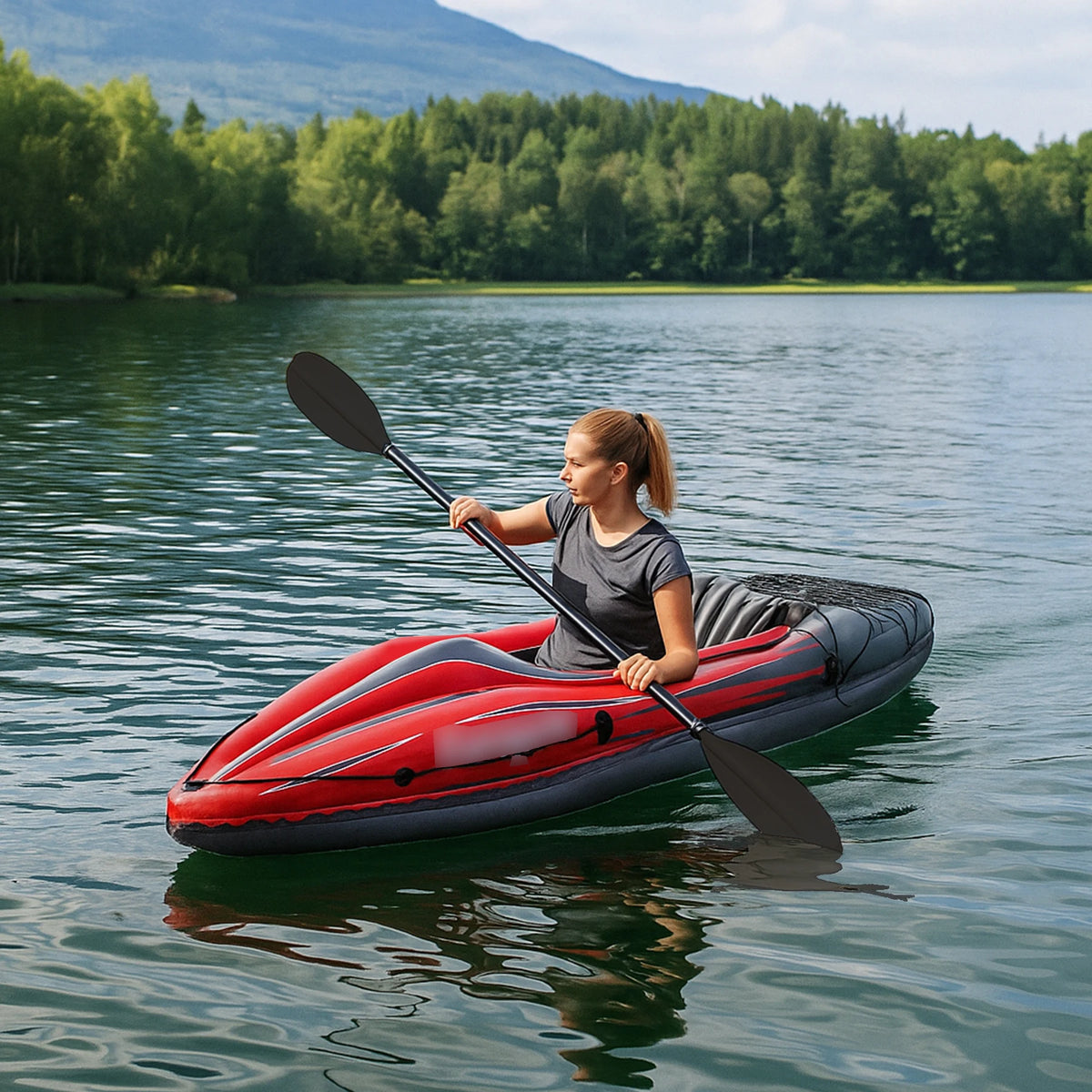 HHSJZWCY One Person Inflatable Kayak Fishing Boat With Paddles