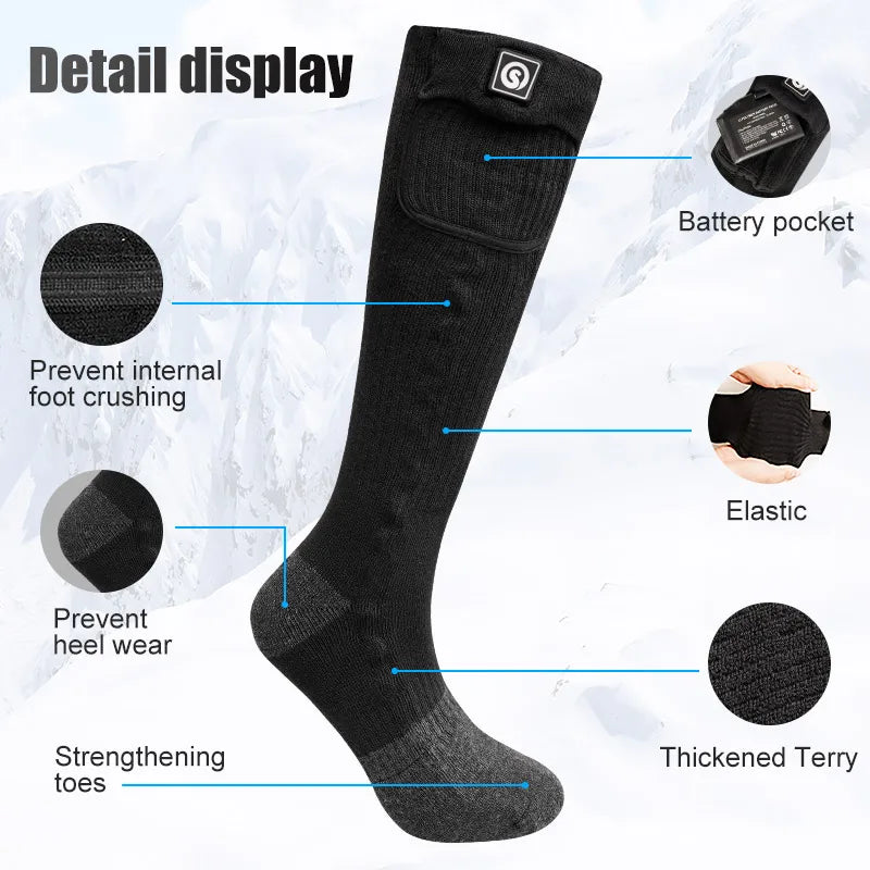 Snow Deer Rechargeable Heated Wool Thermal Socks For Ski And Camping