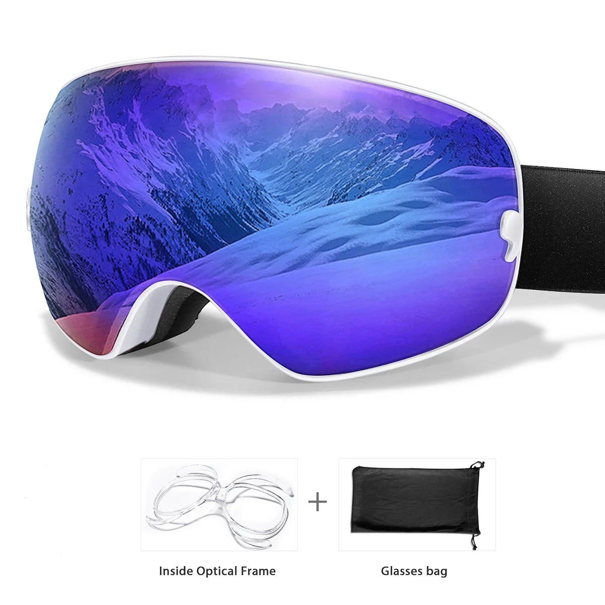 Unisex UV400 Anti Fog Ski Goggles With Polycarbonate Tpu Frame