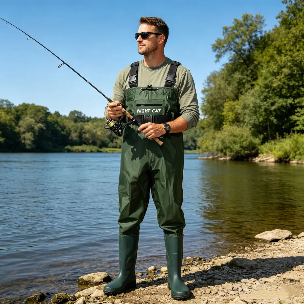 Night Cat Breathable Waterproof Fishing Chest Wader With Boots