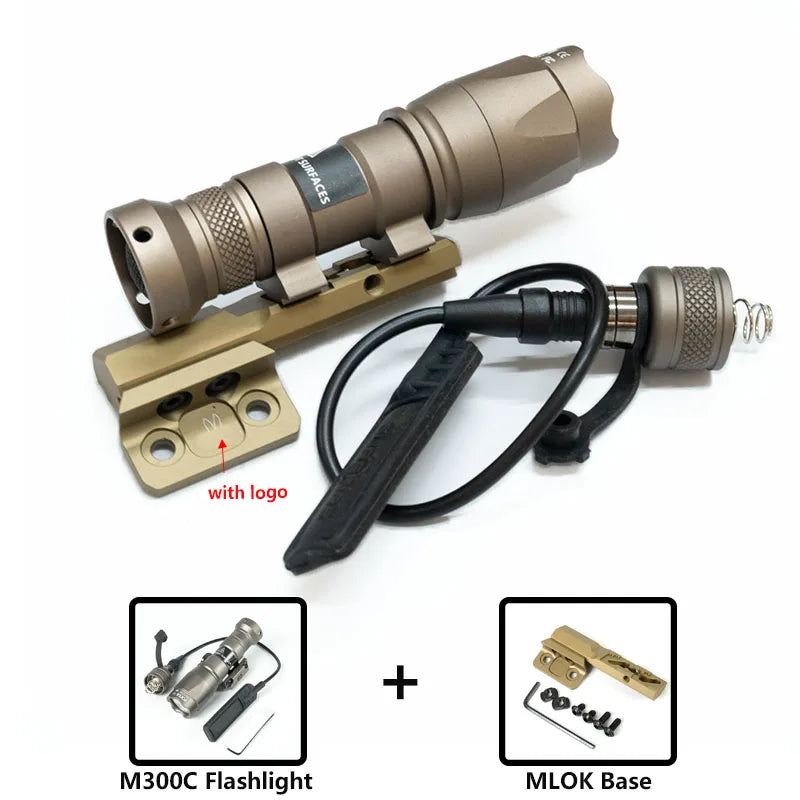 Tactical LED Rifle Flashlight With Picatinny Rail Mount