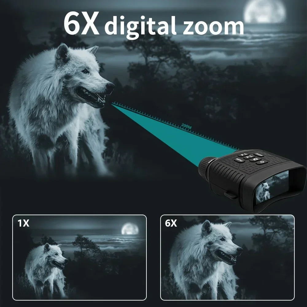 Night Vision Binoculars With 6X Zoom And Video Recording